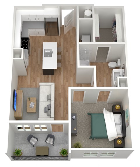 Floor plan for 1 bed, 1 bath, 759 sqft